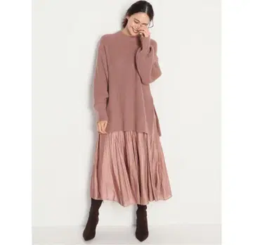 Mila Owen 니트 긴팔 볼륨 소매 핑크 스웨터