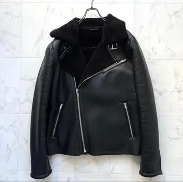 ZARA 인조 가죽 더블 라이더 자켓 보아 XL