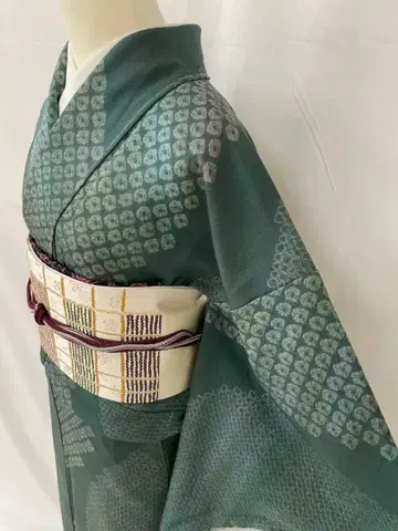 미사용 새상품 순수 실크 이중 기모노 쥐어짜기 코몬