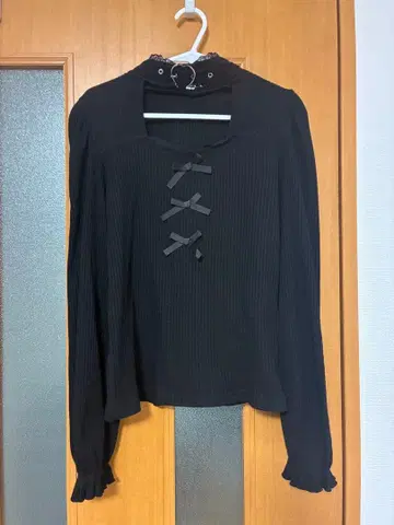 MARS 하트 벨트 골지 상의 블랙