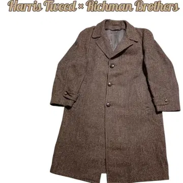 해리스 트위드 리치맨 브라더스 롱 코트 XL 상당 빈티지 70s