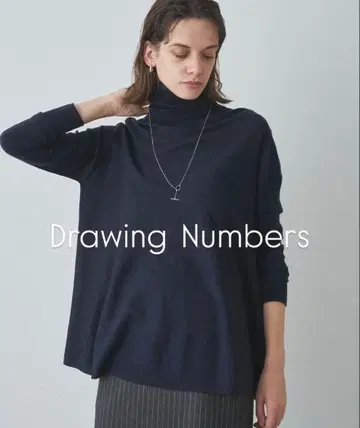 Drawing Numbers 터틀 밑단 라운드 니트 네이비