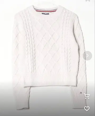 타미힐피거 TOMMY 화이트 케이블 니트 스웨터