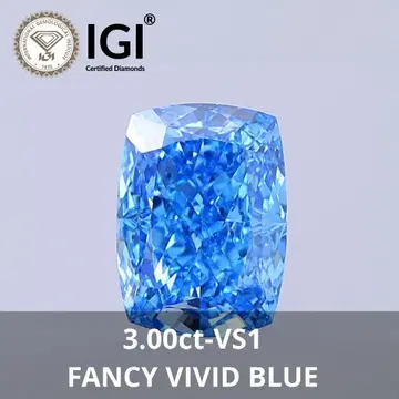 3.00ct VIVID BLUE 쿠션컷 라보그로운 다이아몬드