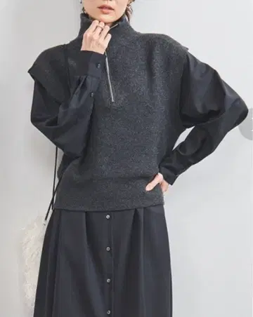 유나이티드 애로우즈 지퍼 숏 니트 베스트