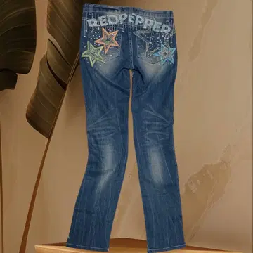 RED PEPPER 레드페퍼 데님 자수 바지 로우라이즈 y2k