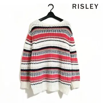 새상품급 RISLEY 멀티 보더 모헤어 혼방 니트 풀오버