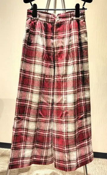 fig London 체크 무늬 와이드 팬츠 일품 안감 있음 포켓 있음