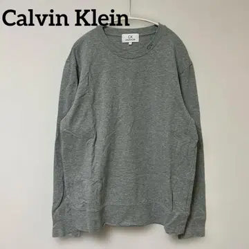 캘빈 클라인 그레이 크루넥 긴팔 티셔츠