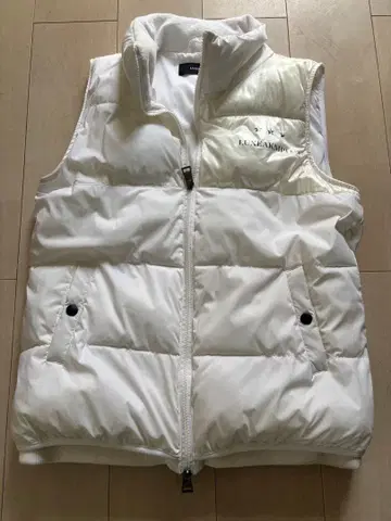 LUXEAKMPLUS 화이트 다운 베스트, 팬츠 셋업