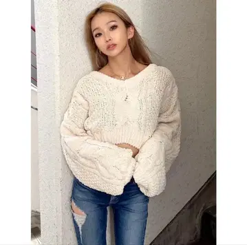 GYDA 모헤어 케이블 니트 TOPS