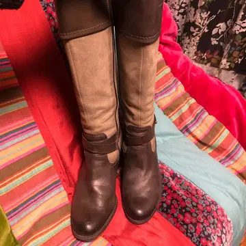 브라운과 그레이의 롱 부츠 38