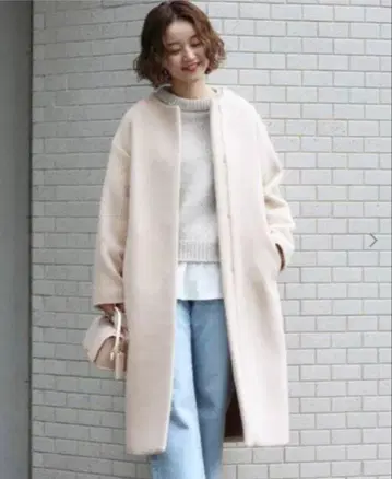 IENA 램스울 노카라 롱 코트