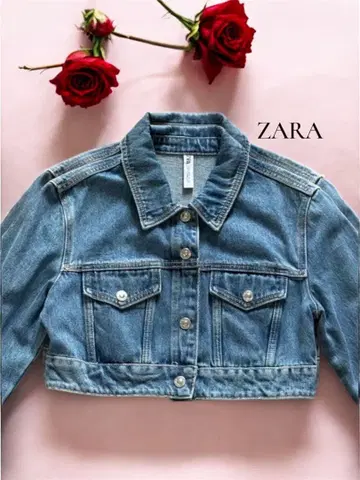 [ 미사용 ] ZARA 크롭 데님 자켓 숏 기장 면 100% 아우터