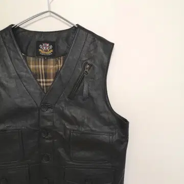 [ 헤링본 클럽 ] 다수 포켓 양가죽 램 가죽 베스트 자켓