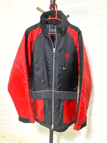 PELLE PELLE 페레페레 블랙 레드 후드 부착 점퍼 아우터 자켓