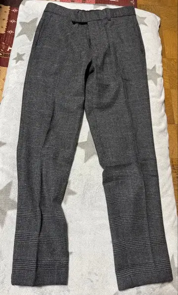 BEAUTY & YOUTH 그레이 체크 슬랙스 S