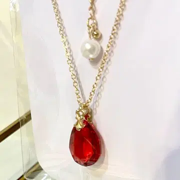 [ SWAROVSKI ] 새상품 목걸이 빅 사이즈 골드 레드 크리스탈