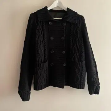 블랙 케이블 짜임 긴팔 가디건