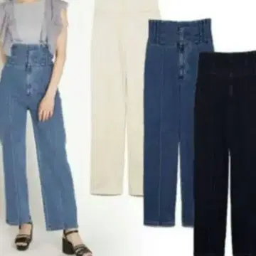 스나이델 인디고 데님 0 하이웨스트 팬츠 레이스업 새상품급 초특가