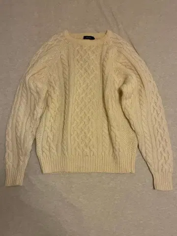 [ 새상품급 ] USED 구제 의류 아이보리 케이블 니트 스웨터 울