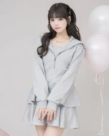 레이어드 티어드 본딩 원피스 pium 그레이