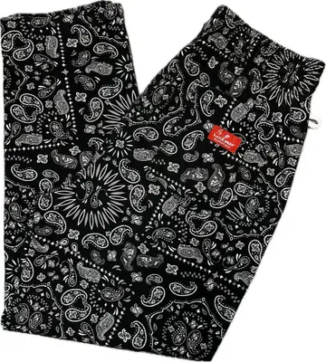 쿠쿠만 페이즐리 무늬 셰프 팬츠 L 사이즈 블랙