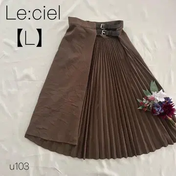 르쉘 사이드 플리츠 스커트 랩스커트 버클 포함 브라운 [ L ]