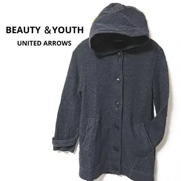 BEAUTY & YOUTH 후드 부착 차콜 그레이 후드티