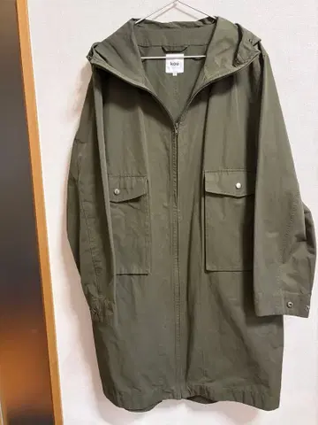 코에 (koe) 후드 부착 올리브색 롱 코트 L