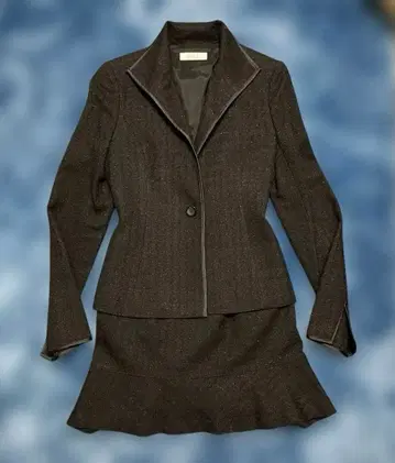 라메 블랙 자켓 밑단 플레어 스커트 세트 포멀 오샤레 수트