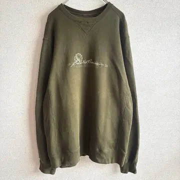 EddieBauer 로고 자수 아메카지 아웃도어 맨투맨 카키 L