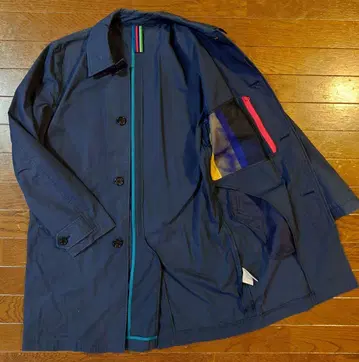 폴스미스 네이비 멀티 스트라이프 컬러풀 안감 포켓 코트