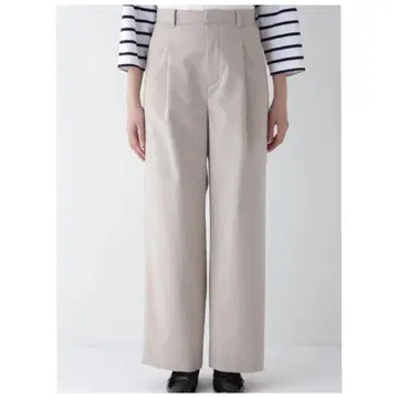 포플린 세미 와이드 팬츠 그레이지 휴먼 우먼 바지 턱 팬츠