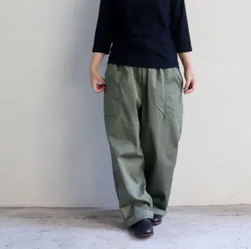 홈스펀 고밀도 웨폰 끈 와이드 팬츠