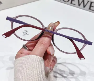 퍼플 오벌 프레임 안경