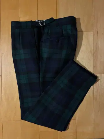 ZINS 체크 무늬 슬랙스 다크 그린/네이비