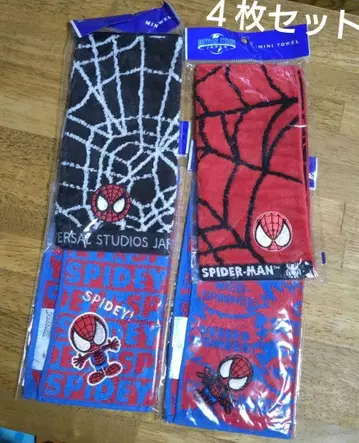 [ 미사용 ] USJ 스파이더맨 미니 타월 4장 세트