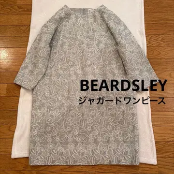 2회 착용 BEARDSLEY 자카드 돌먼 슬리브 원피스 그레이