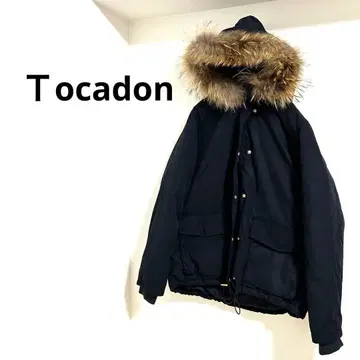 [ Tocadon ] 퍼 달린 다운 자켓 네이비 퍼 너구리 S 사이즈