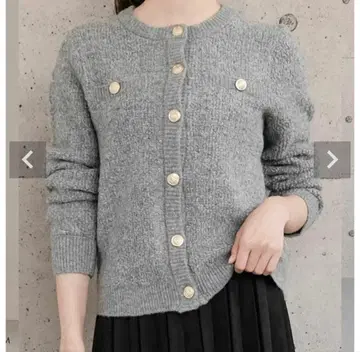 아쿠아 차고 루프편 골드 버튼 니트 자켓 그레이/M