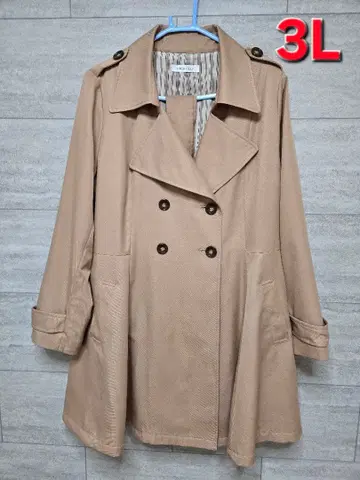 베이지 더블 브레스트 트렌치코트 3L