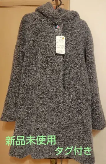 스칼라 차콜 그레이 후드 부착 코트 size M