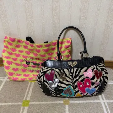 싱크비 핸드백 토트백 펑키시 제브라 하트 자수