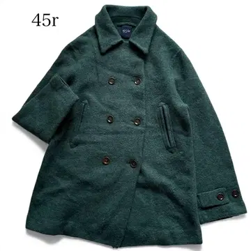 현행 택 45r 플로트 융모의 P코트 더블 자켓 R 자수 그린