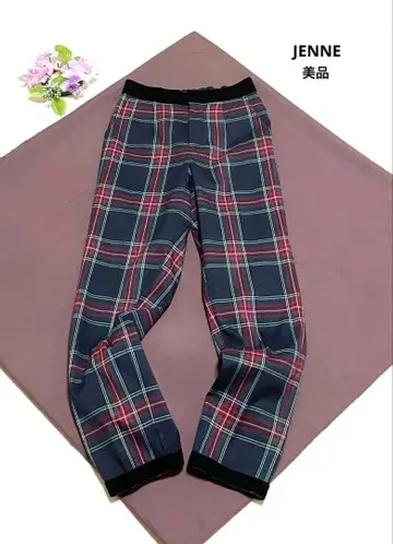 JENNE 체크 본딩 팬츠 제뉴 팬츠 체크 새상품급 완판