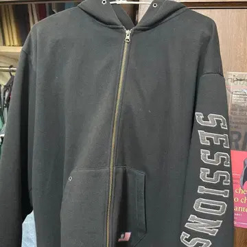 SESSIONS 블랙 집업 후드티 L 사이즈