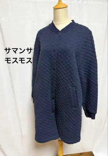 사만사 모스모스 네이비 퀼팅 롱 코트