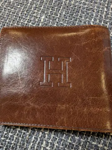 히로후 브라운 가죽 접이식 지갑