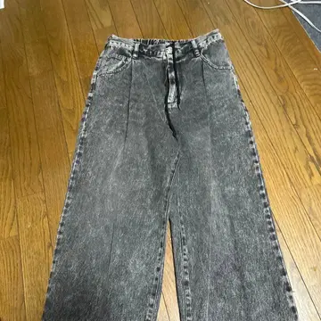 그레이 와이드 데님 팬츠